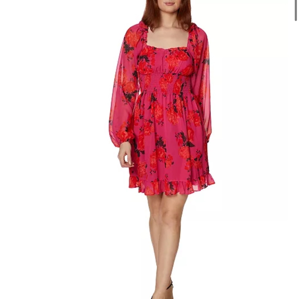 Floral Smocked Mini Dress Betsey Johnson size 10